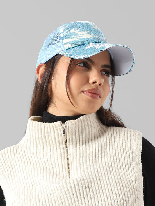 Abstract Sequin Baseball Cap - Light Blue