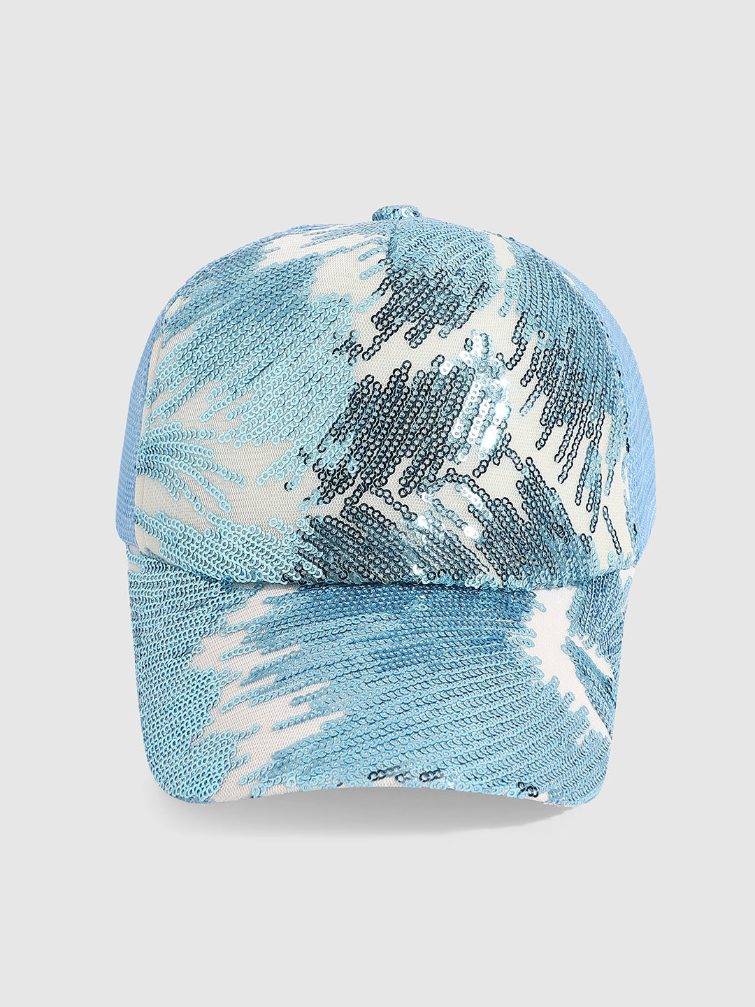 Abstract Sequin Baseball Cap - Light Blue