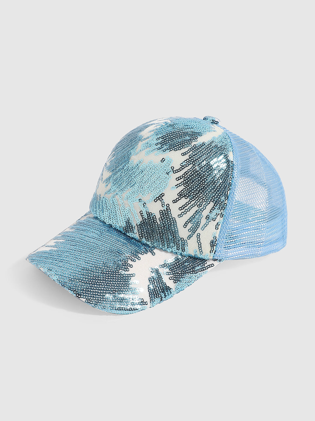 Abstract Sequin Baseball Cap - Light Blue