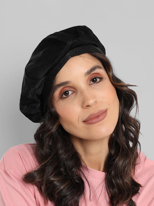 Pebbled Bakerboy Hat - Black