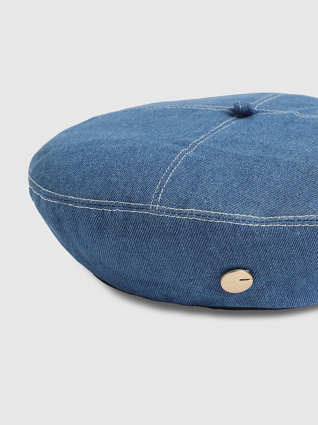 Denim Beret Hat - Medium-Wash Blue