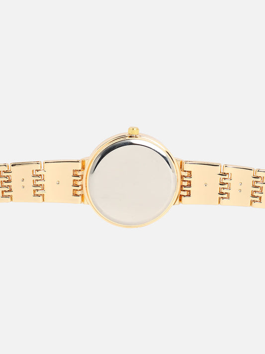 Embellished Round Watch - Gold