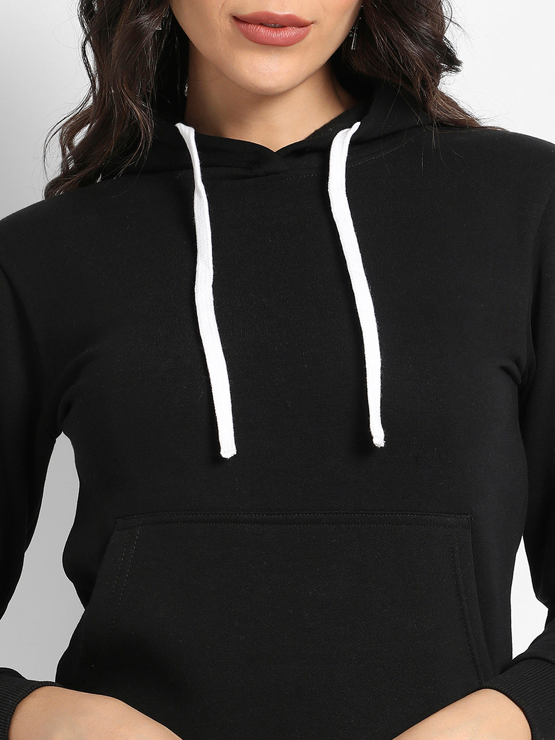 Black Pullover Hoodie With Kangaroo Pockets