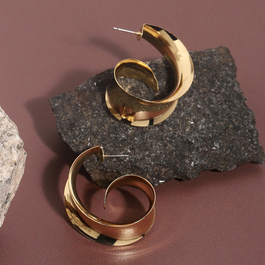 Gold-Plated Half Hoop Earrings Earrings