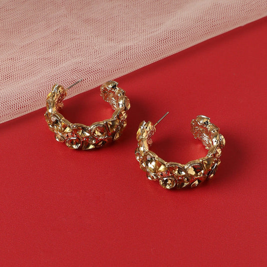 Gold-Plated Half Hoop Earrings Earrings