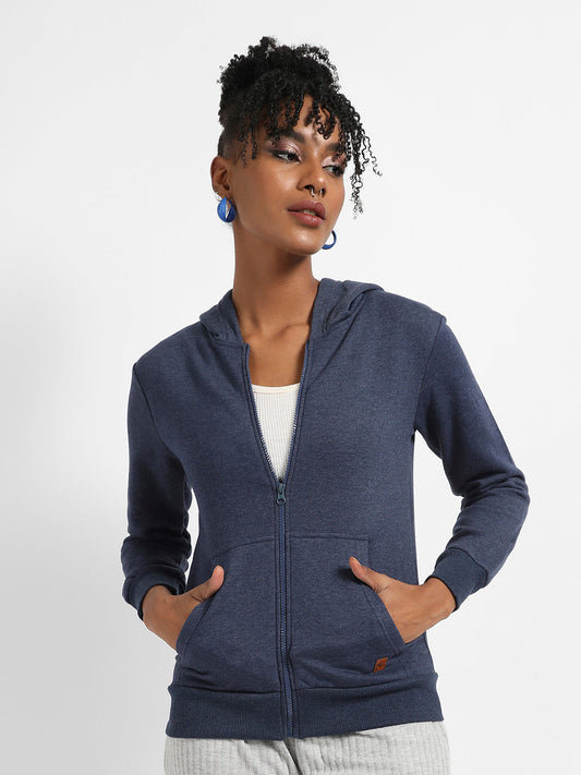 Zip-Front Hoodie With Contrast Drawstring
