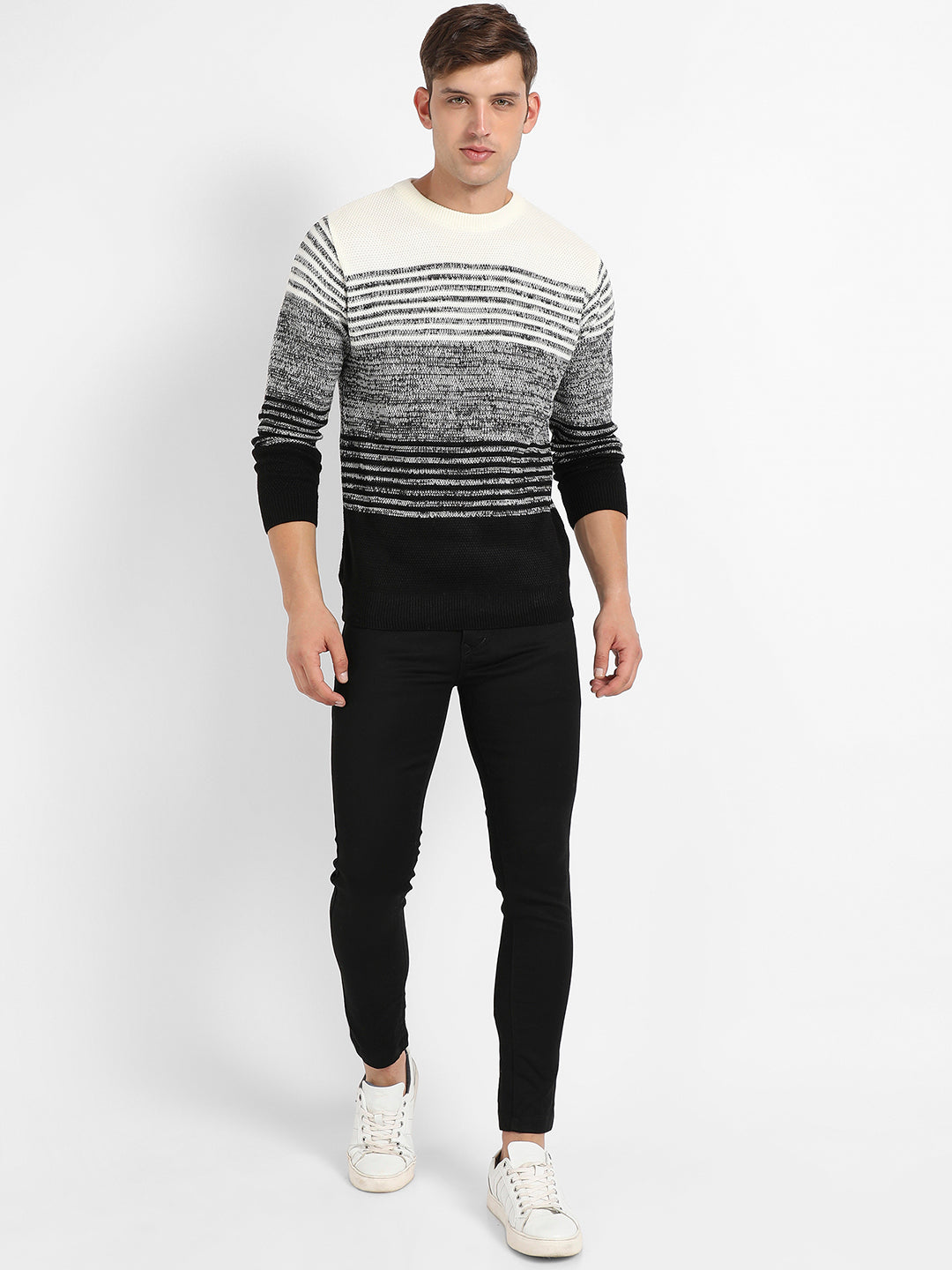 Contrast Horizontal Striped Pullover Sweater