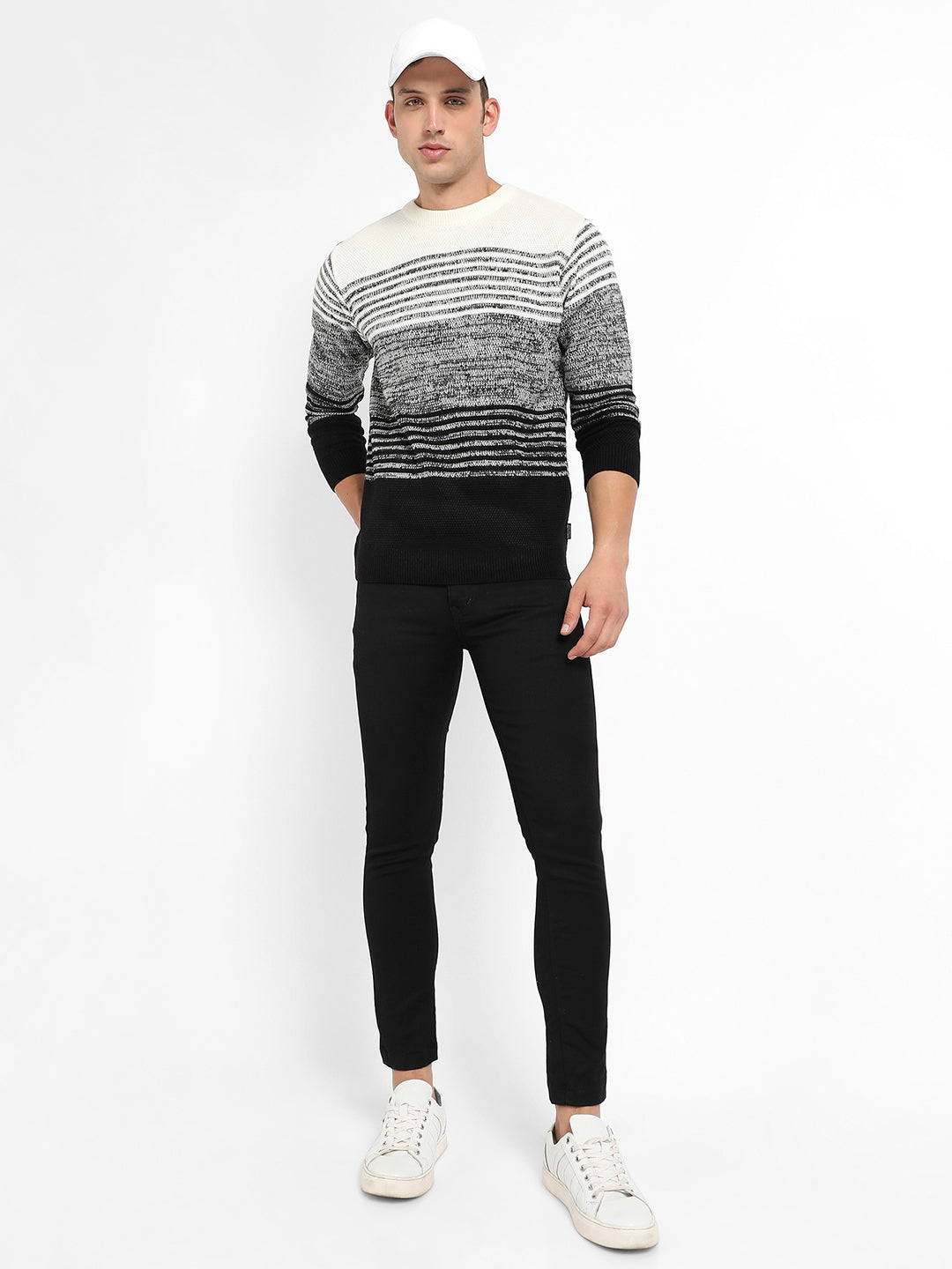 Contrast Horizontal Striped Pullover Sweater