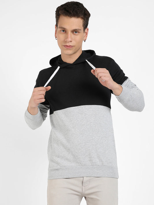 Colourblocked Hoodie With Kangaroo Pocket