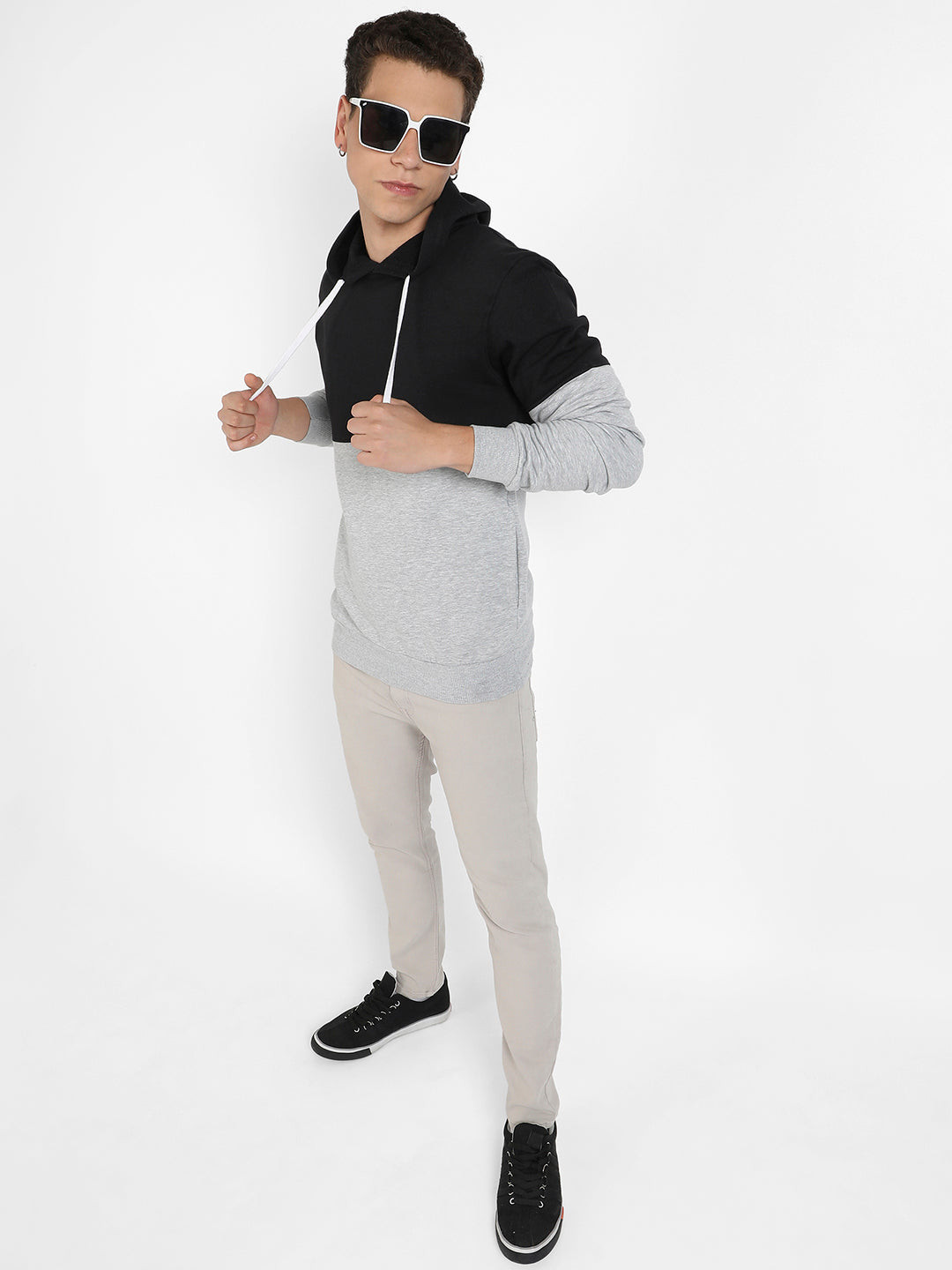 Colourblocked Hoodie With Kangaroo Pocket