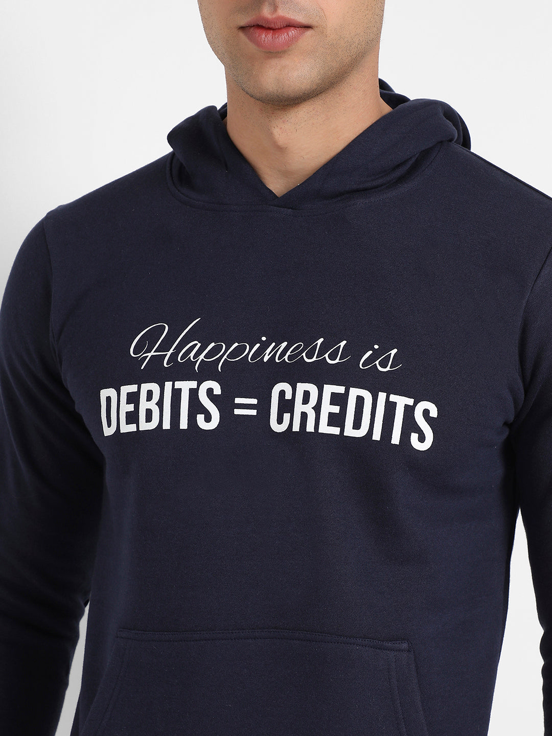Men's Navy Blue Happiness Is Hoodie With Kangaroo Pocket