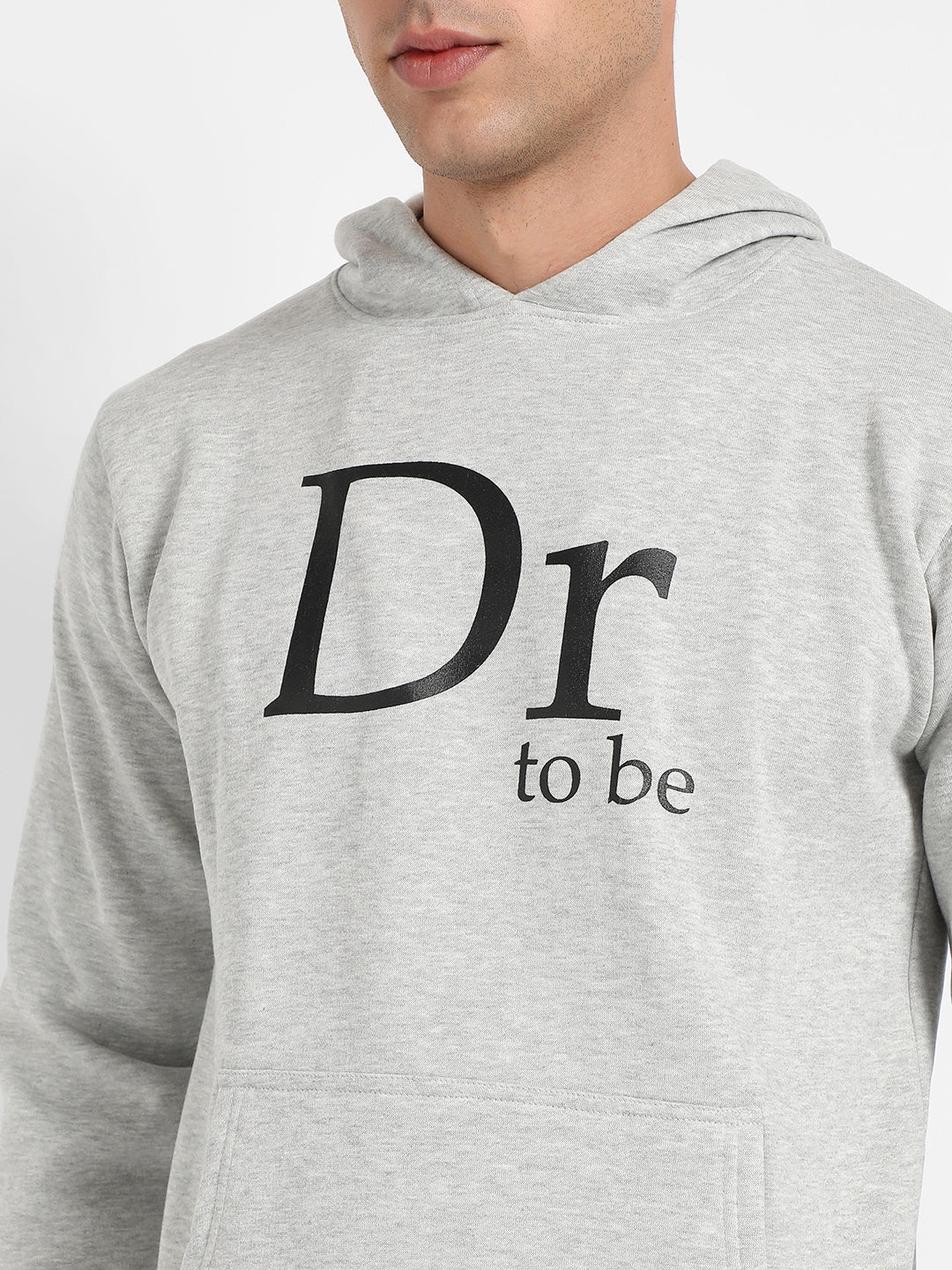 Men's Light Grey Dr. To Be Hoodie With Kangaroo Pocket