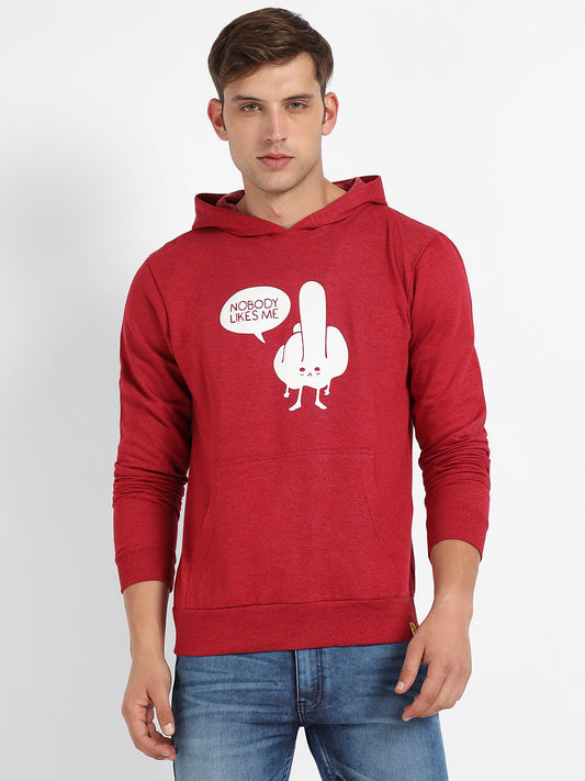 Maroon Nobody Likes Me Hoodie With Kangaroo Pockets