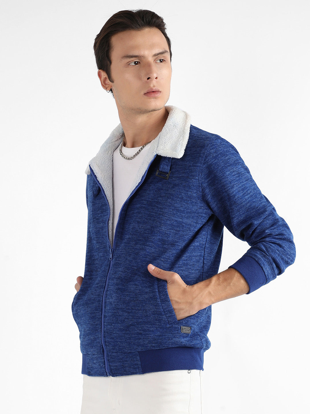Heathered Jacket With Fleece Detail