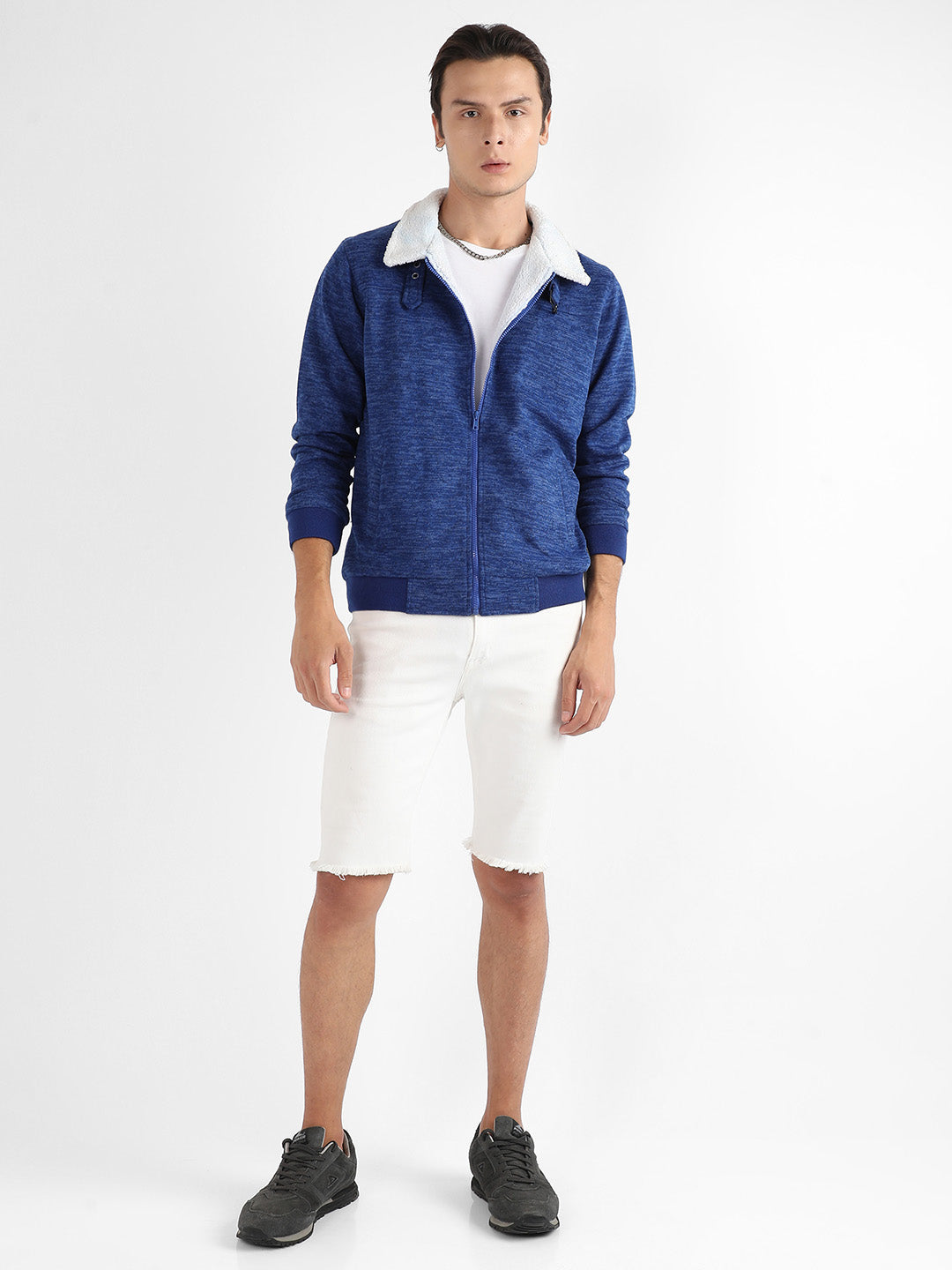 Heathered Jacket With Fleece Detail