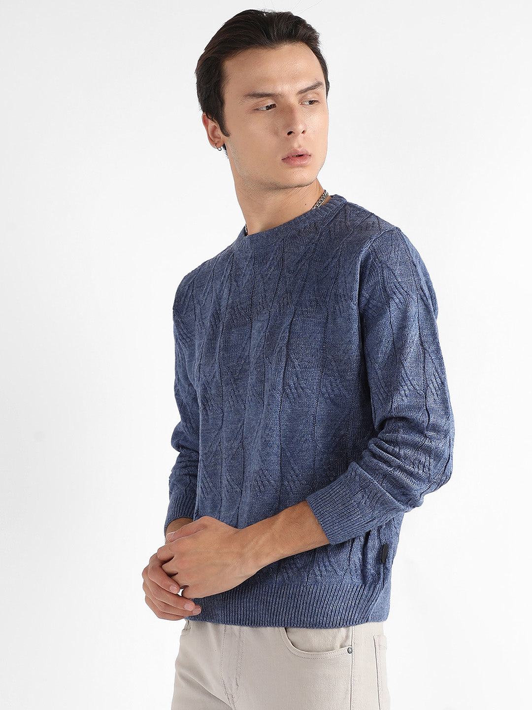 Textured Knit Pullover Sweater