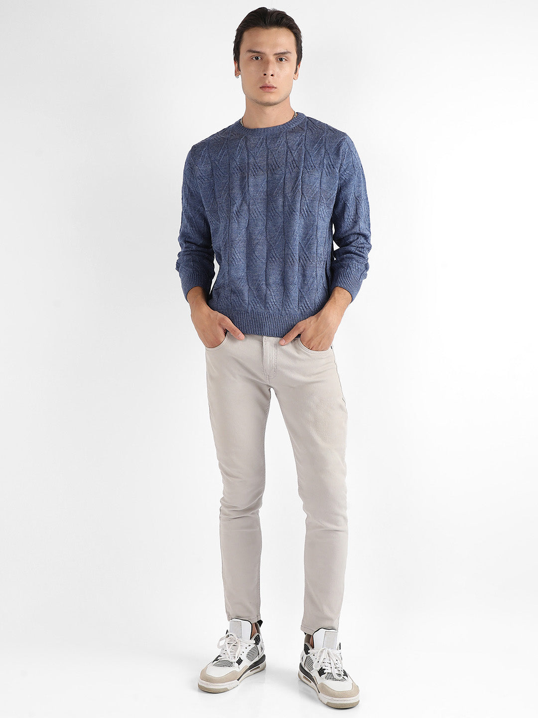 Textured Knit Pullover Sweater