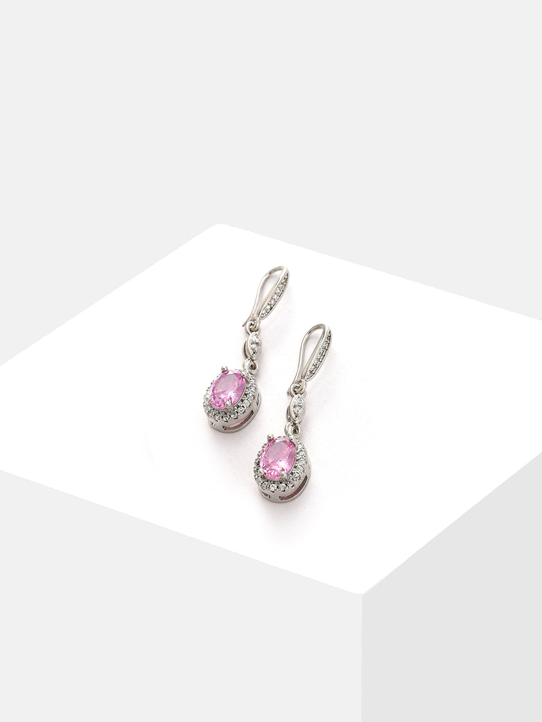 Silver Plated Designer Stone Drop Earring