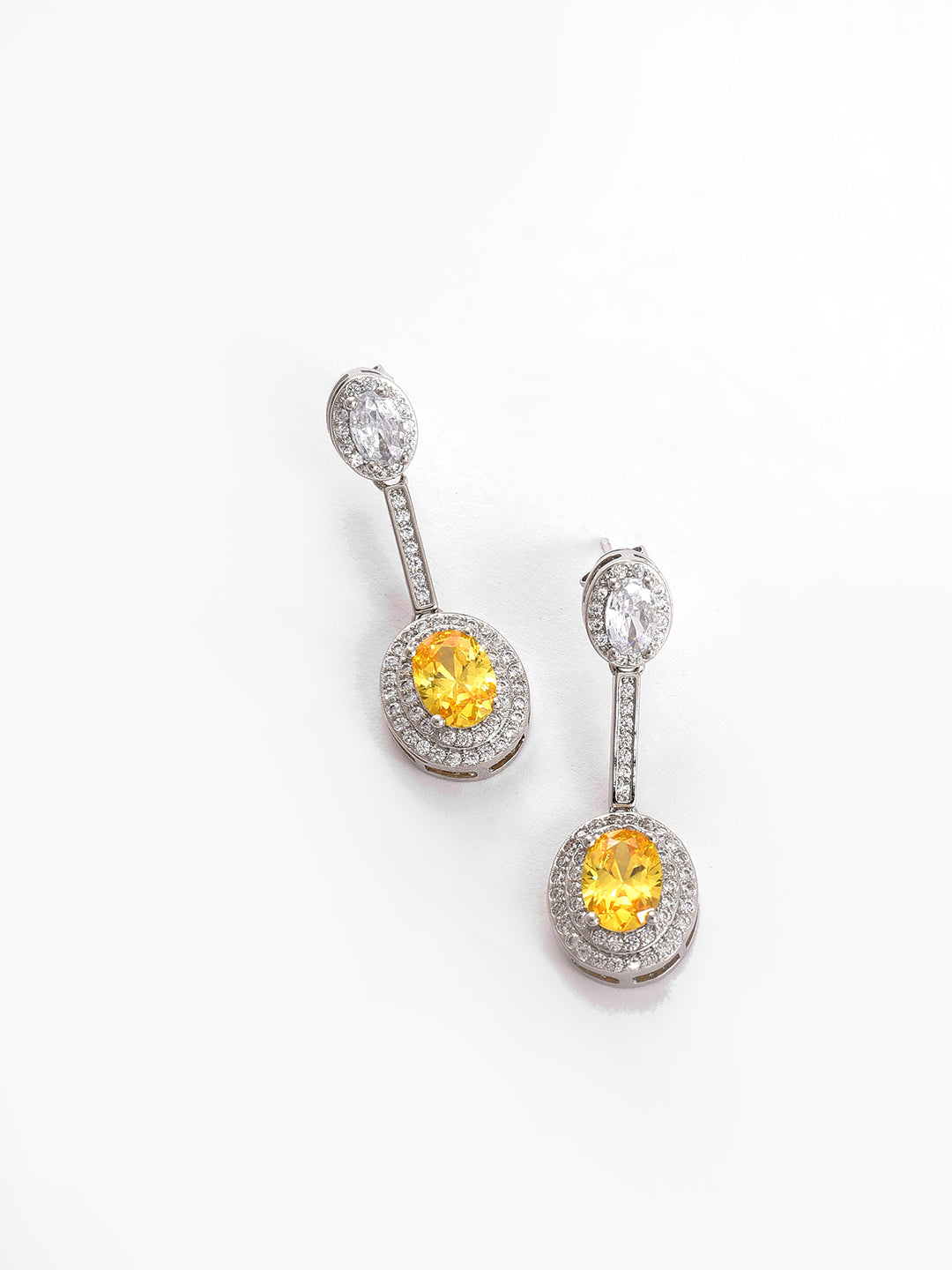 Silver Plated Designer Stone Drop Earring