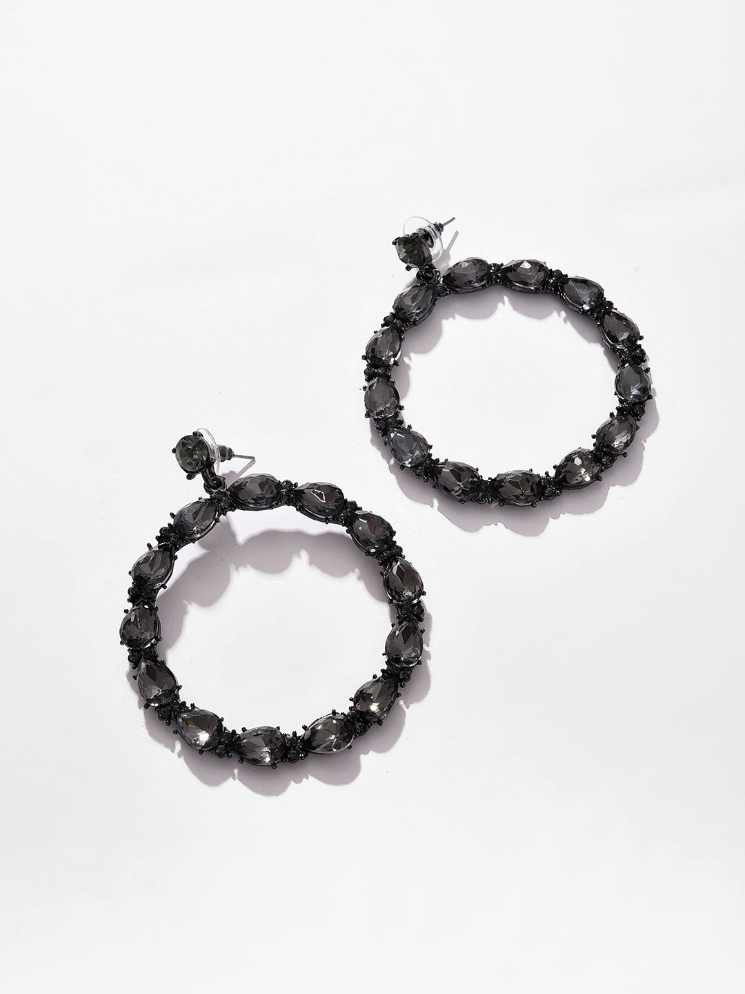 Trendy Designer Stone Hoop Earring