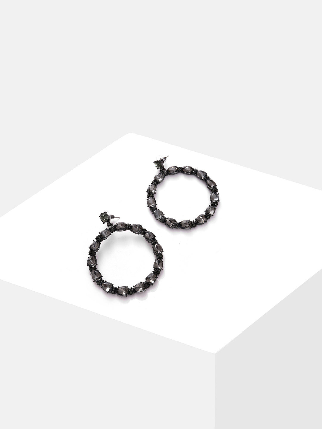 Trendy Designer Stone Hoop Earring