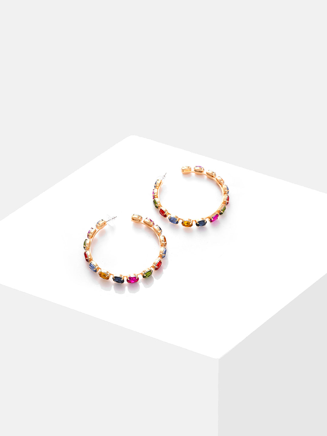 Gold Plated Designer Stone Hoop Earring