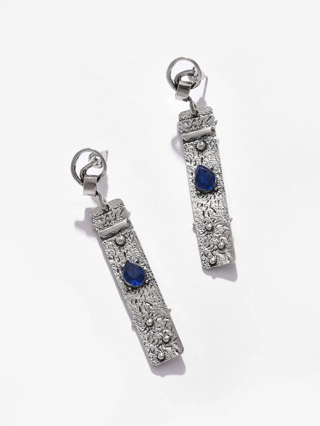Silver Plated Designer Stone Drop Earrings