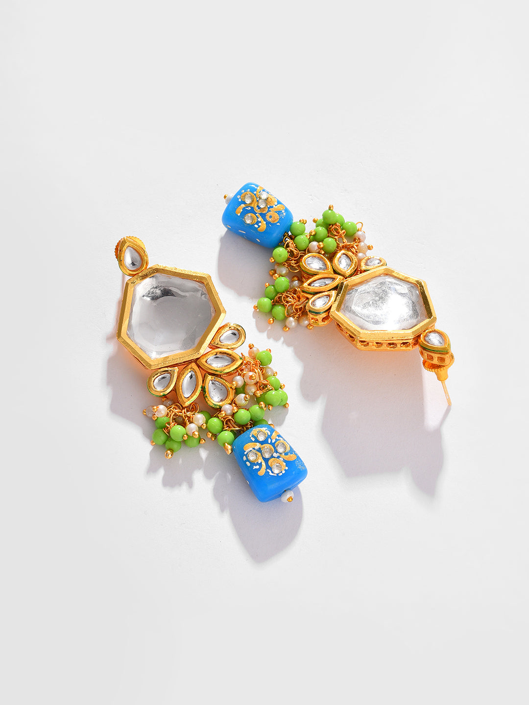 Gold Plated Kundan Beaded Necklace And Earring Set