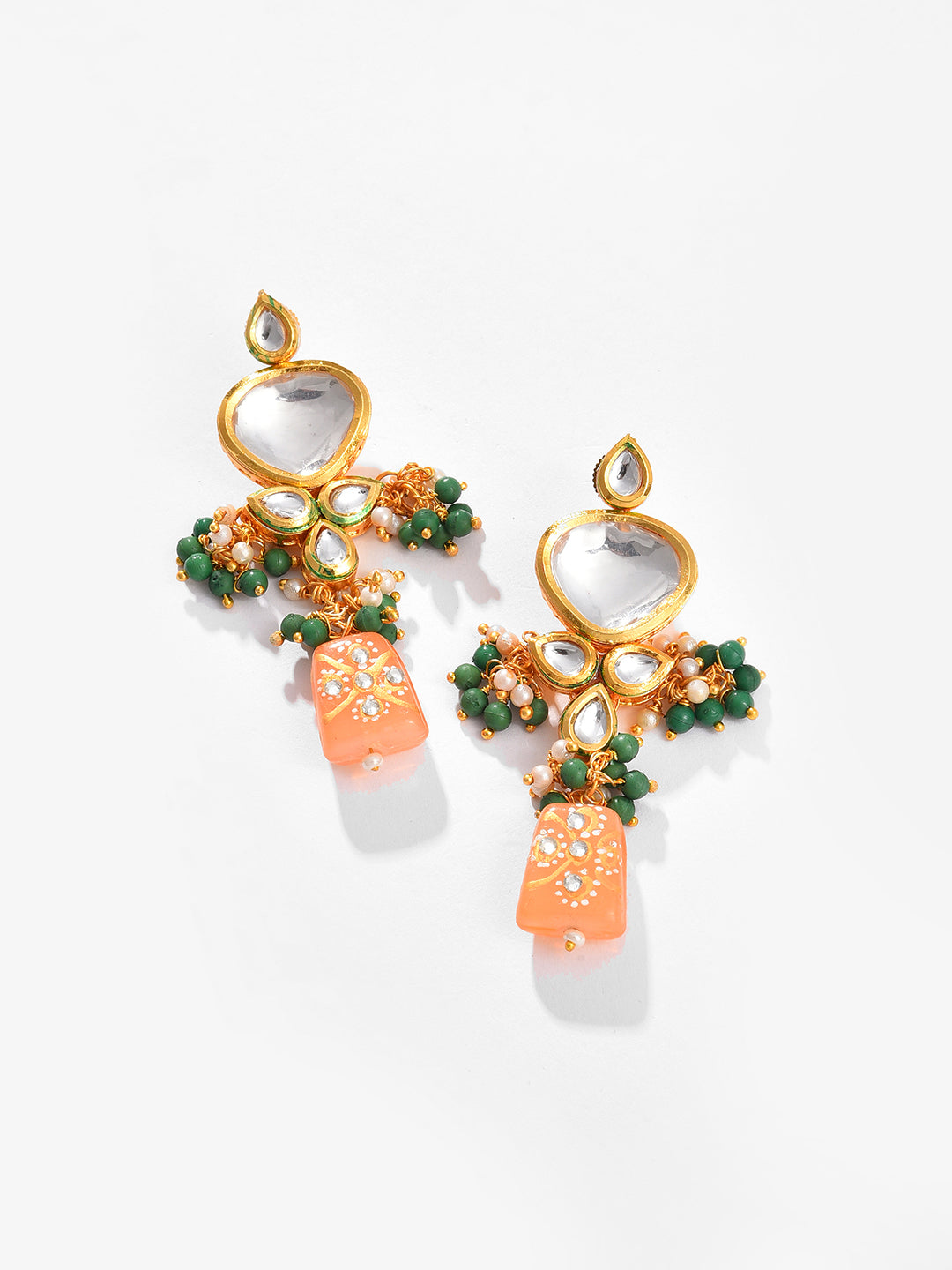 Gold Plated Kundan Beaded Necklace And Earring Set