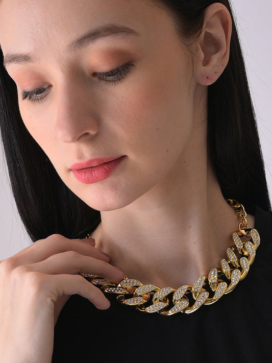 Gold Plated Designer Stone Necklace