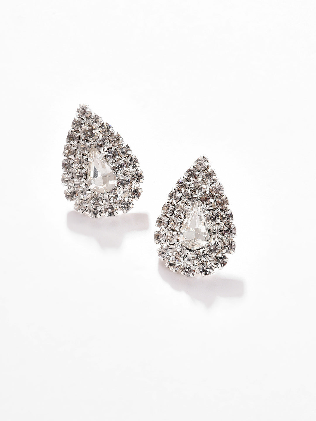 Silver Plated Designer Stone Necklace And Earring Set