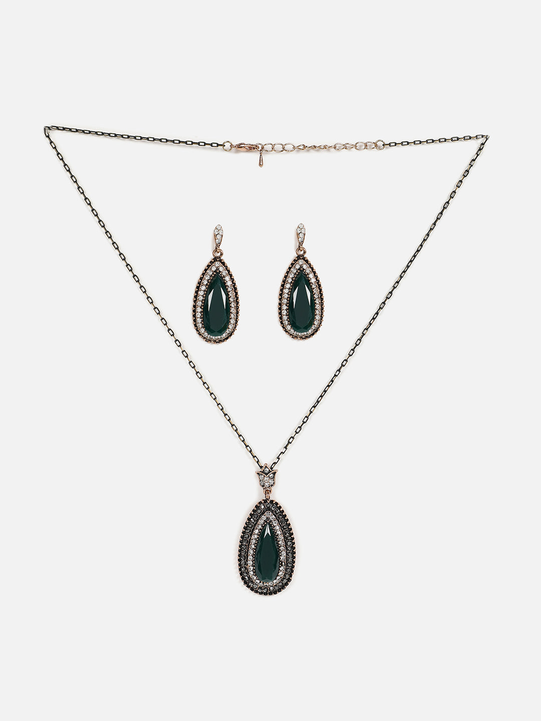 Gold Plated Designer Stone Necklace And Earring Set