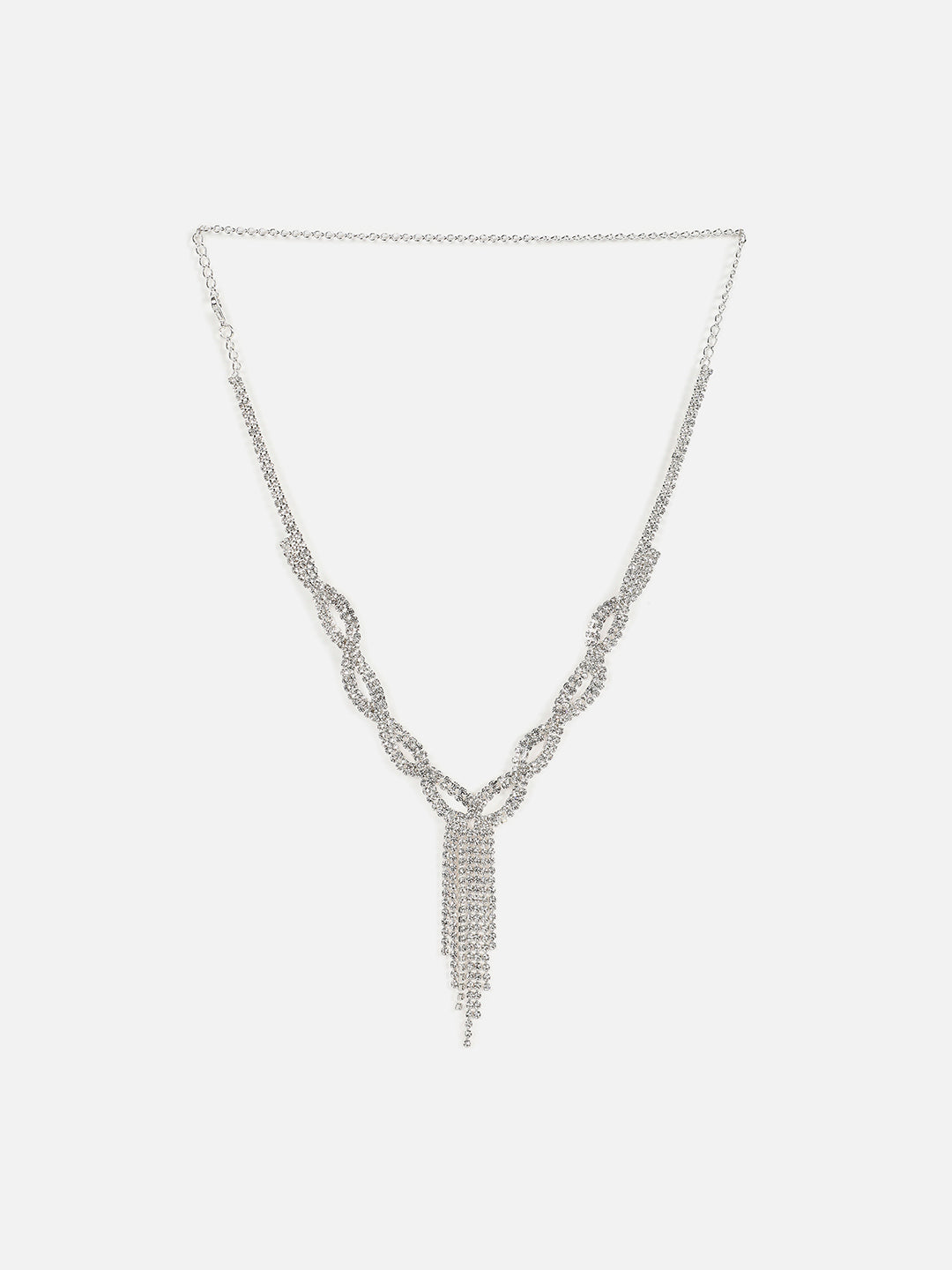 Silver Plated Designer Stone Necklace And Earring Set