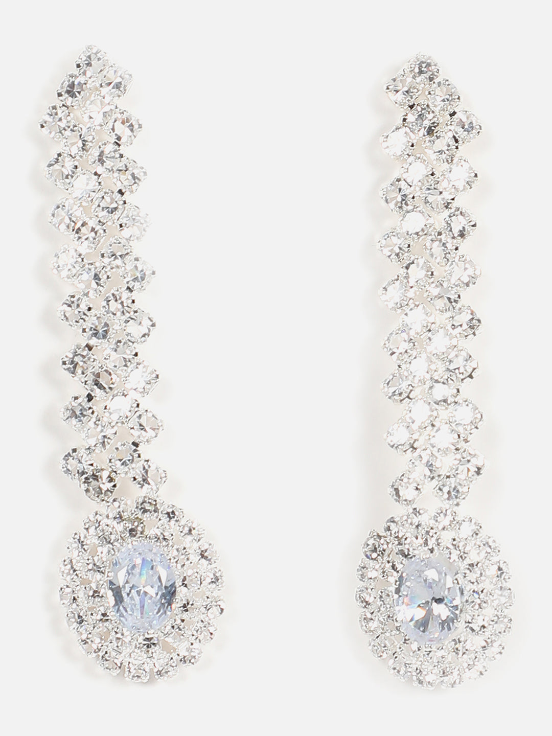 Silver Plated Designer Stone Necklace, Earrings, Bracelet And Ring Set