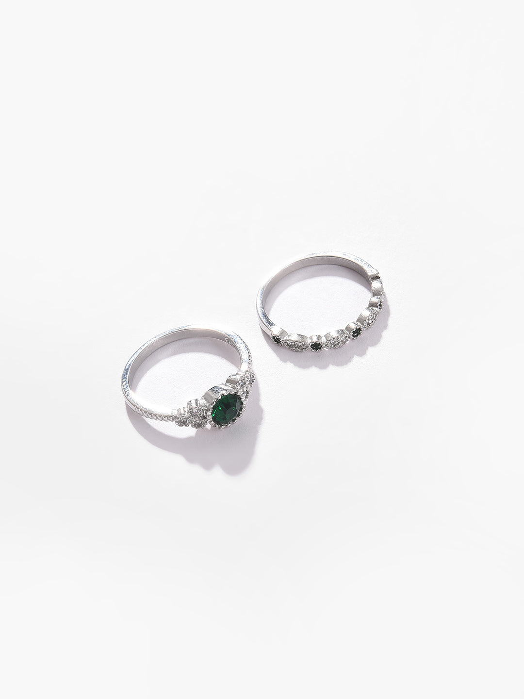 Pack Of 2 Silver Plated Designer Stone Ring