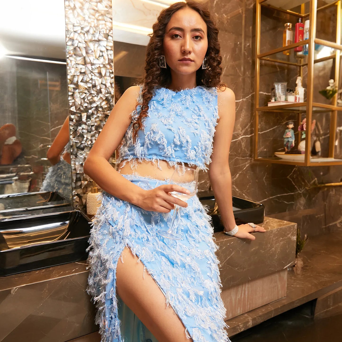 Light Blue All-Around Tassel Co-Ord Set