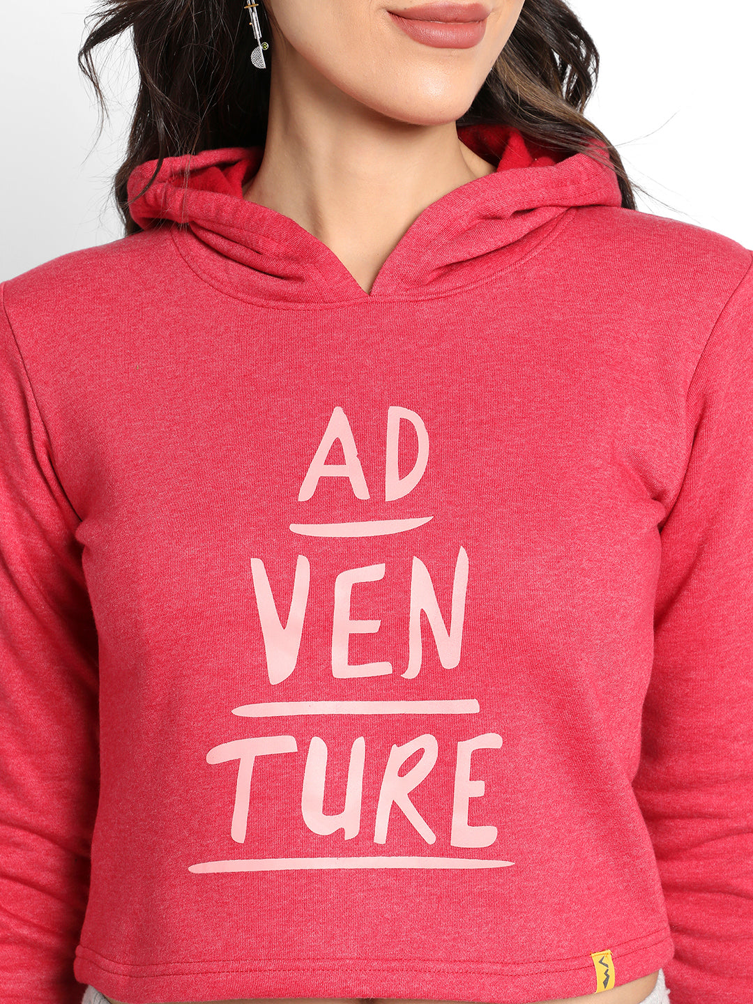 Red Adventure Hoodie With Contrast Drawstring