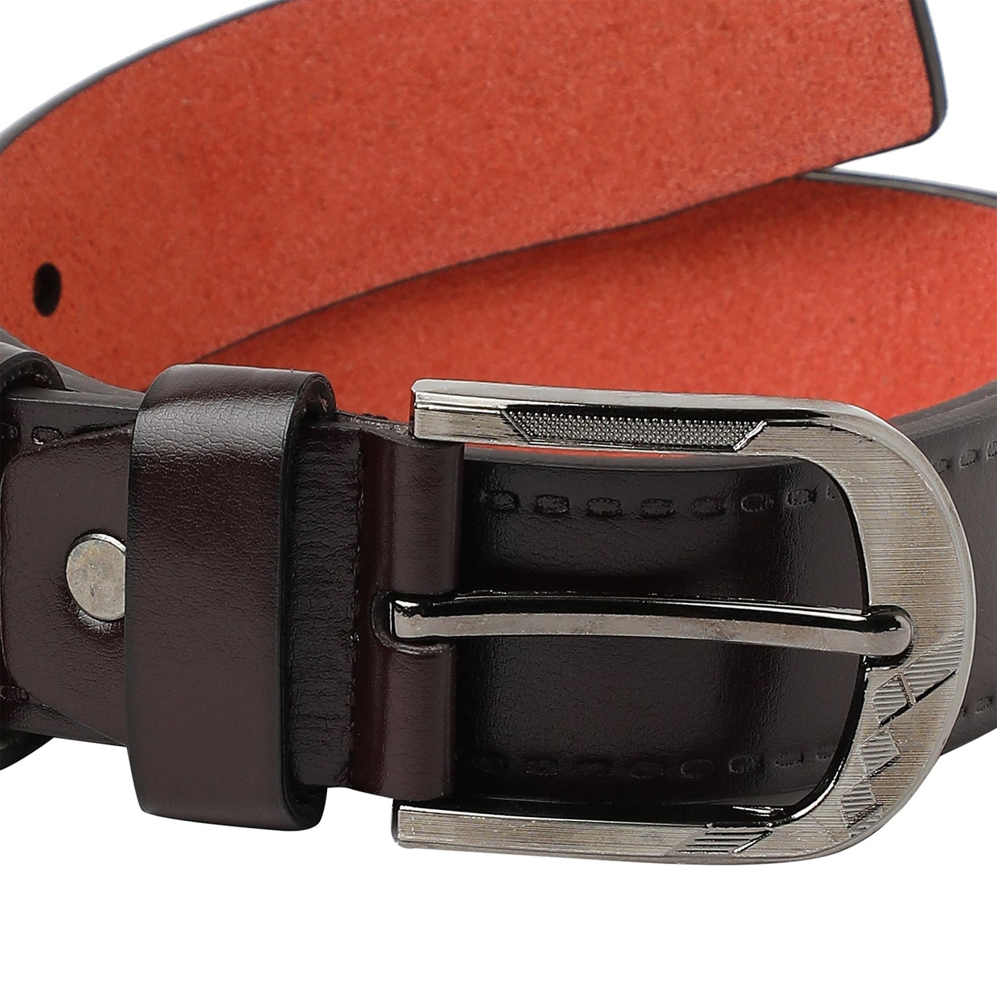 Brown Solid Formal Vegan Leather Leather Belt