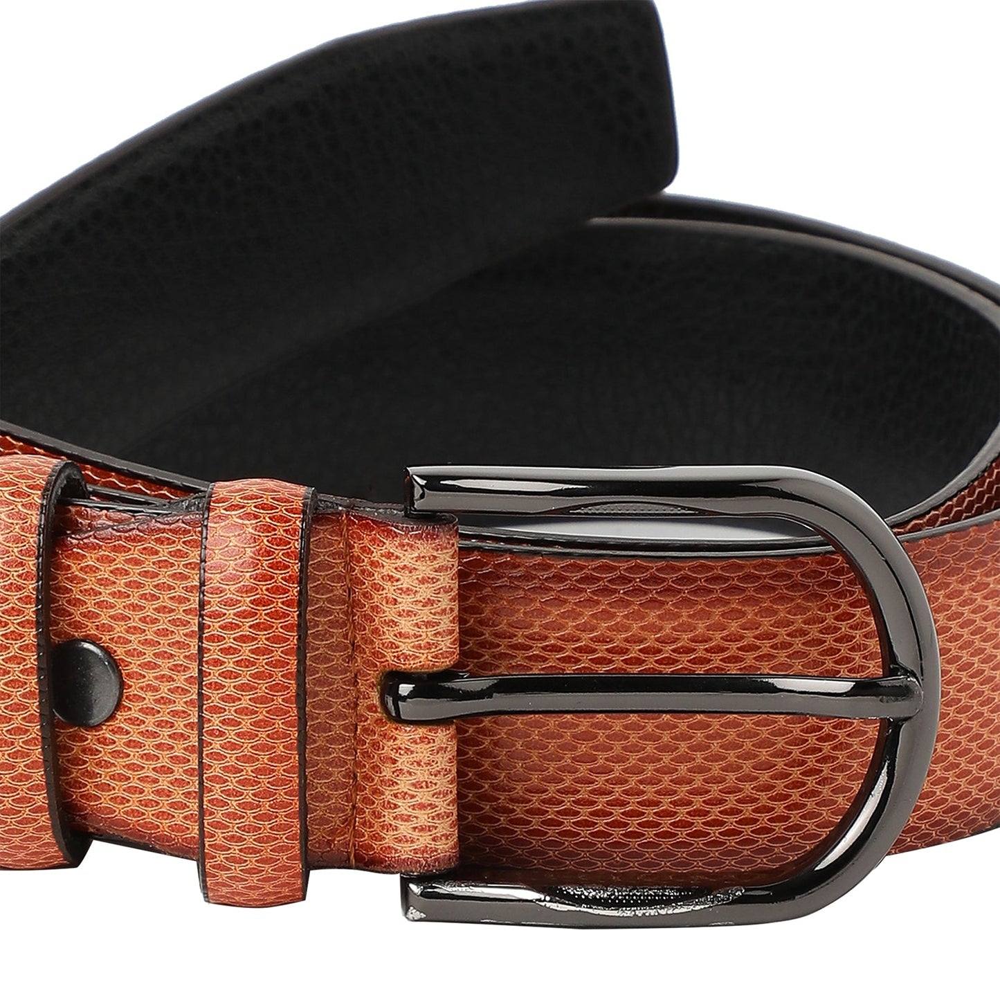 Brown Textured Formal Vegan Leather Leather Belt