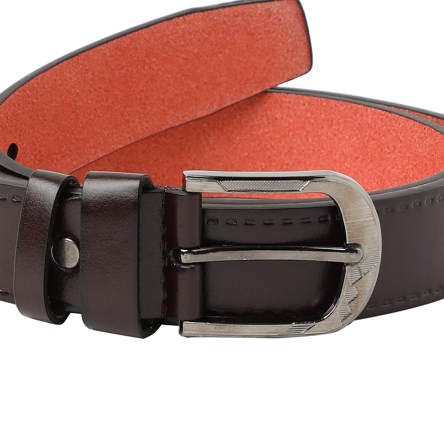 Brown Solid Formal Vegan Leather Leather Belt