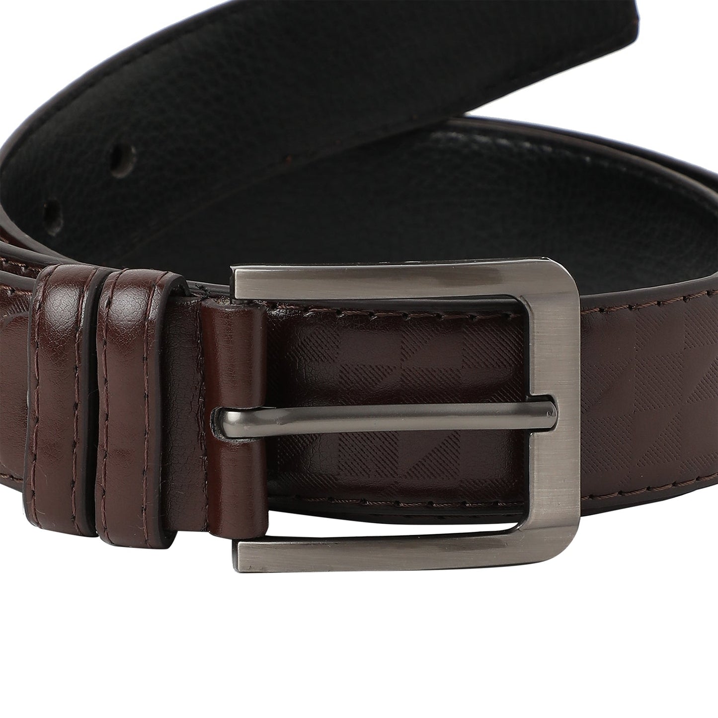 Brown Textured Formal Vegan Leather Leather Belt