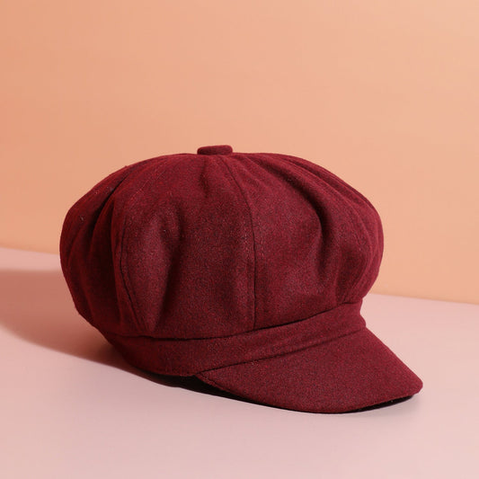 Solid Red Newsboy Cap