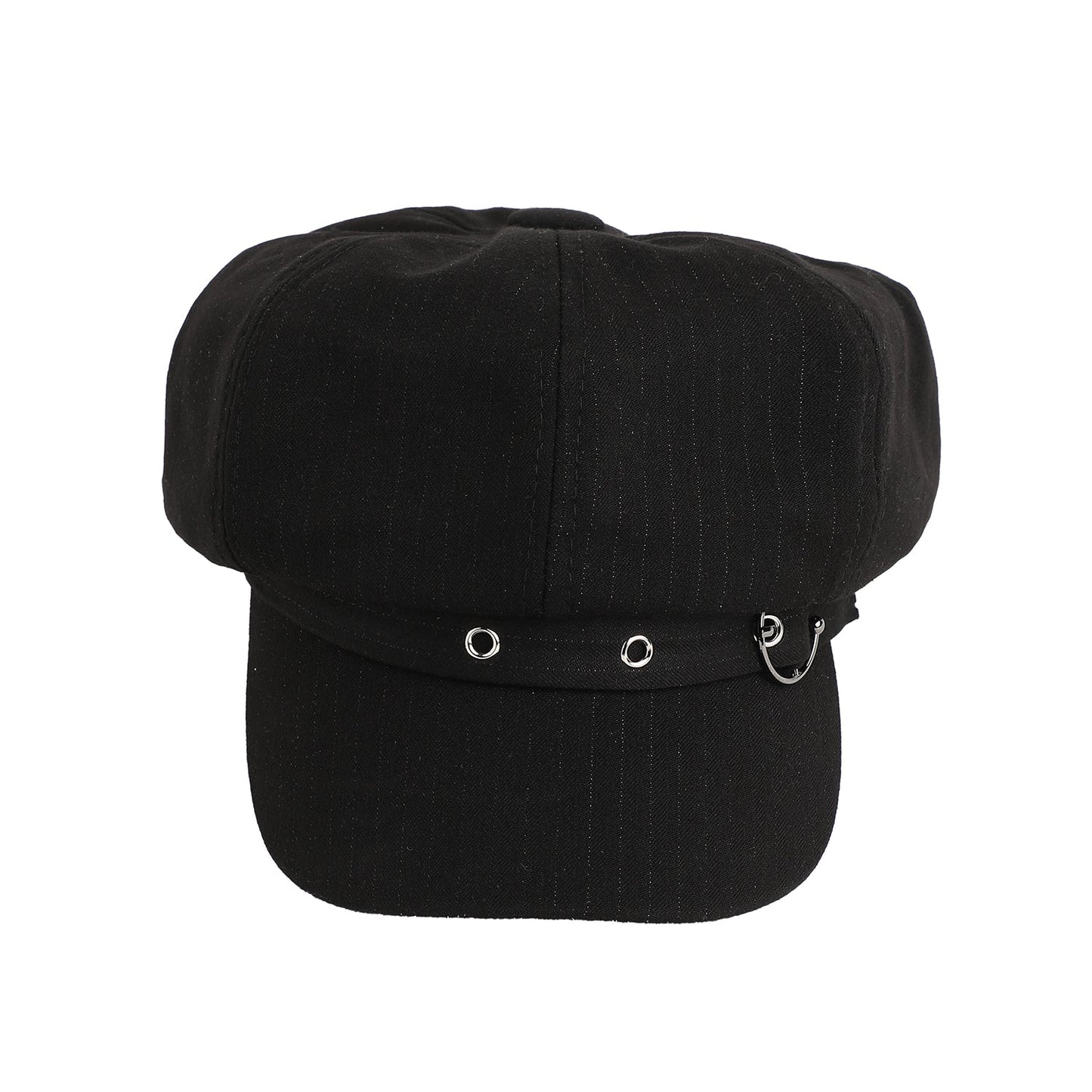 Solid black Newsboy Cap