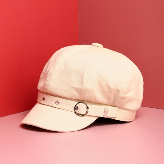 Solid Beige Newsboy Cap