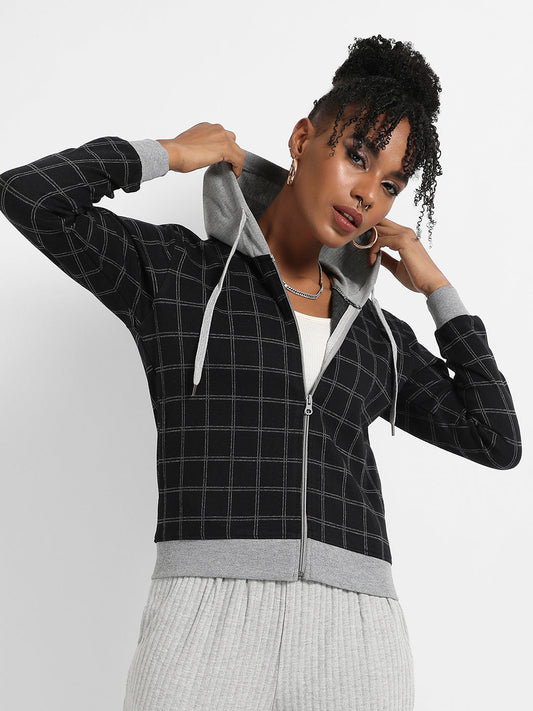 Checkered Jacket With Contrast Hem