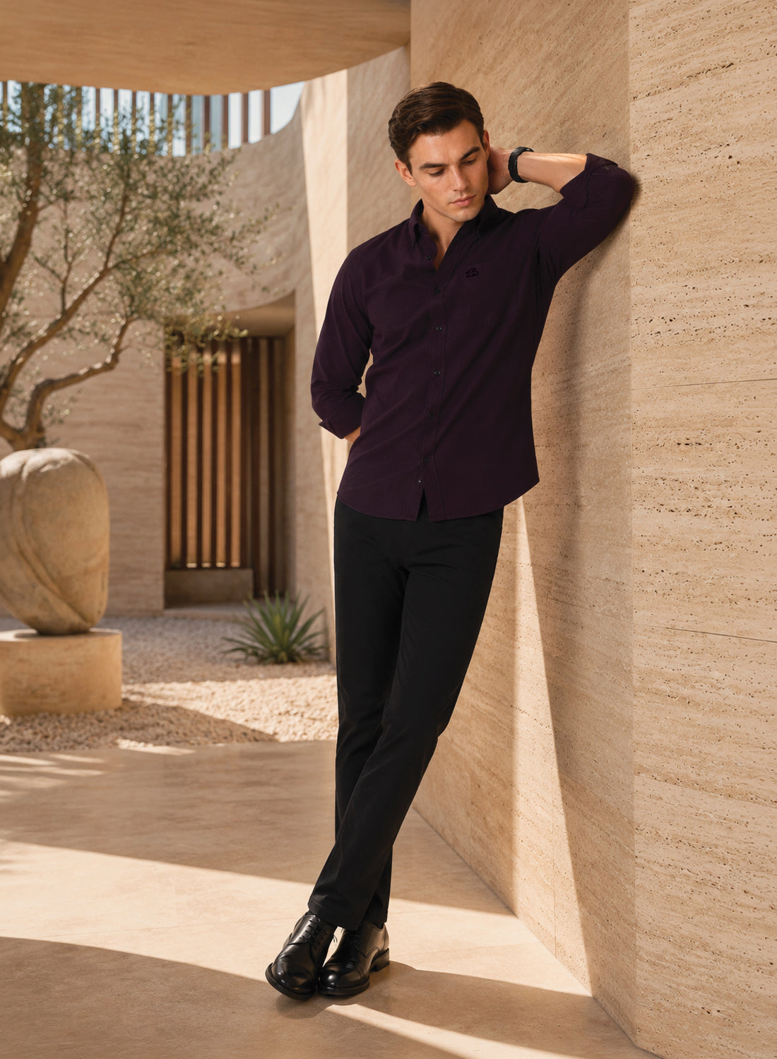 ADRO Premium Oxford Cotton Casual Shirt – Aubergine