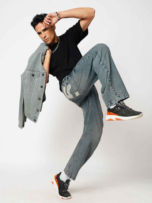 Men's Sand Washed Straight Fit Jeans B5IVE