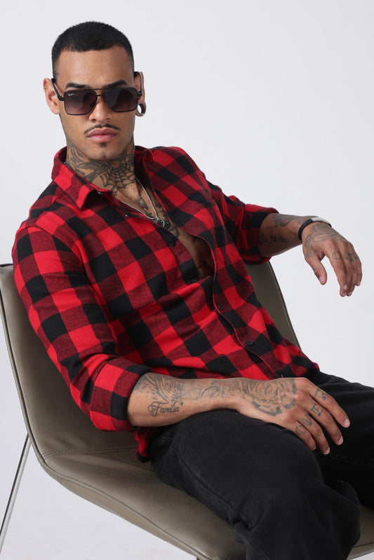 Red & Black Buffalo Check Casual Shirt Uri