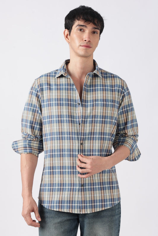 Multicolor Plaid Waffle Casual Shirt