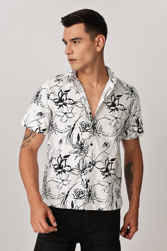 Uri Floral Sketch White Shirt Uri